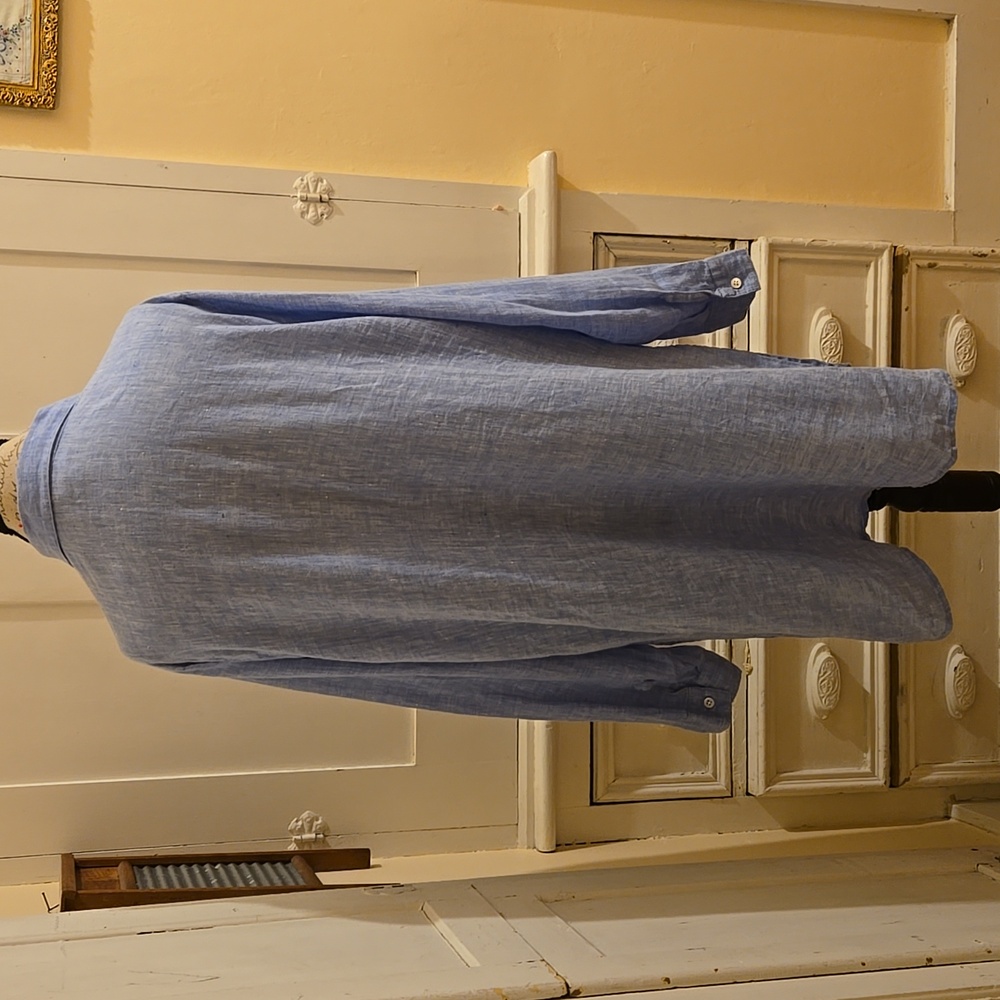 J. Jill "love linen" light blue long sleeved shirt dress Sz XL - Picture 4 of 8